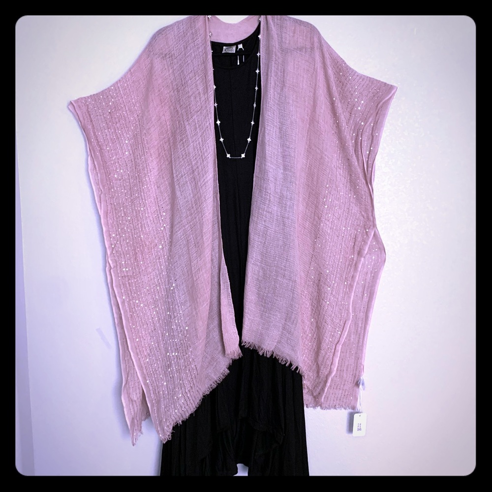 Very Moda Kimono Women’s One Size Dusty Rose Sequin Natural Wash NWT